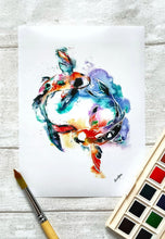 Koi Carp Yin Yang Fish Watercolour Wall Art Print