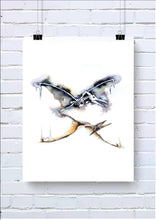 Pterodactyl Dinosaur Reflection Watercolour Wall Art Print
