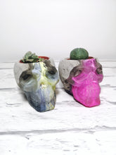 Concrete and resin skull planter large or candle holder