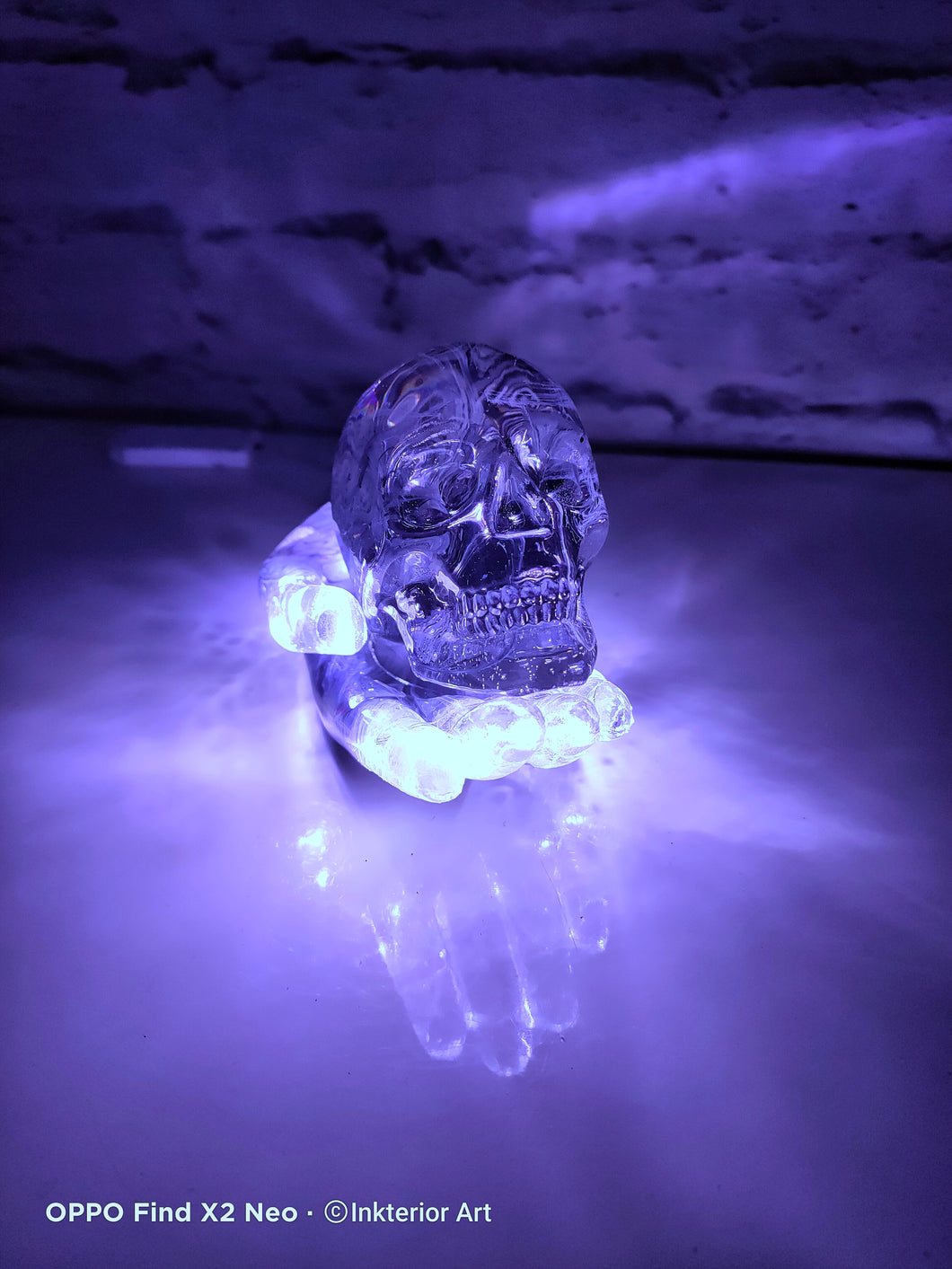 Hand and Skull Resin LED Light, Resin Light, Inkterior Art