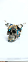 Large horned skull geode ornament