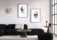 Skull Watercolour Art Print with two Eyes
