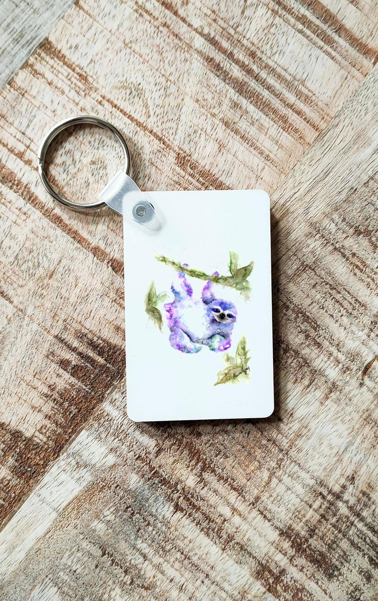 Sloth Art Keyring – Watercolour Sloth Design | Inkterior – Inkterior Art