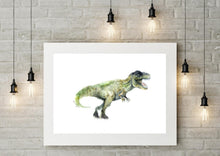 T-Rex Dinosaur Watercolour Wall Art Print