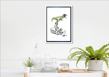 T-Rex Dinosaur Reflection Watercolour Wall Art Print