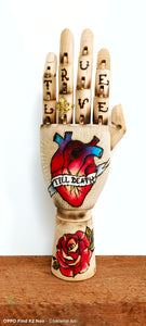 Till Death Anatomical Heart Tattooed Wooden Hand