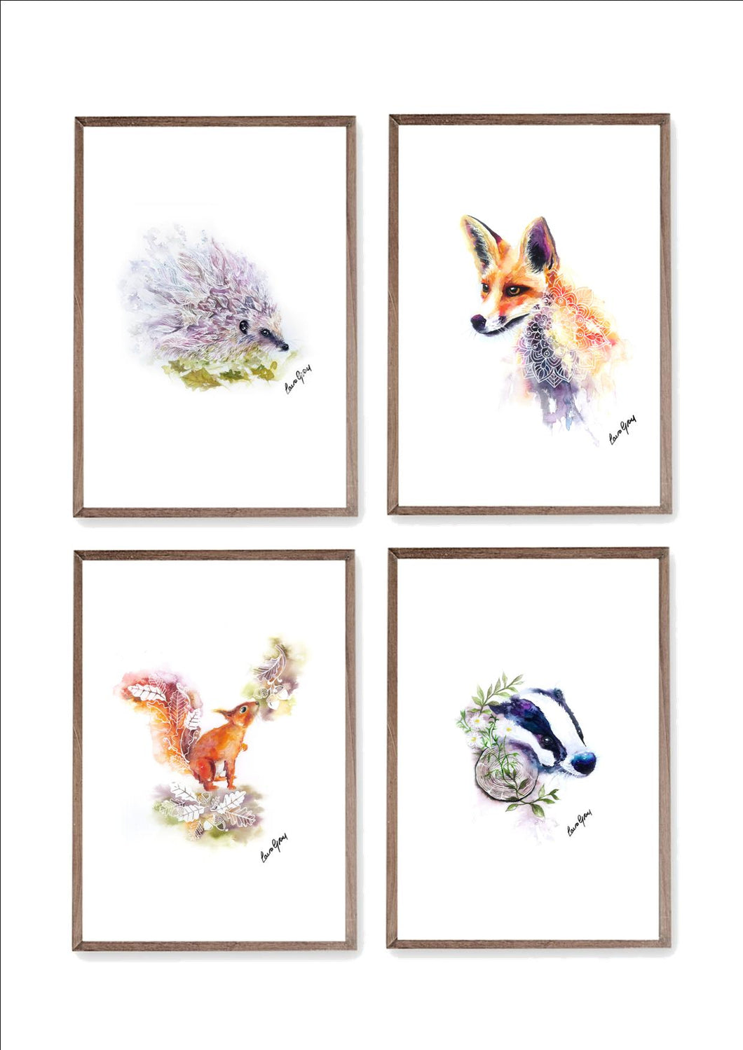 British Wildlife Set of 4 Art Prints