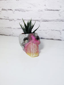 Concrete and resin skull planter large or candle holder